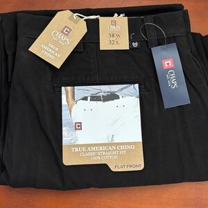 MEN'S CHAPS BLACK CLASSIC STRAIGHT FIT 100% COTTON PANTS SIZE 38W X 32L